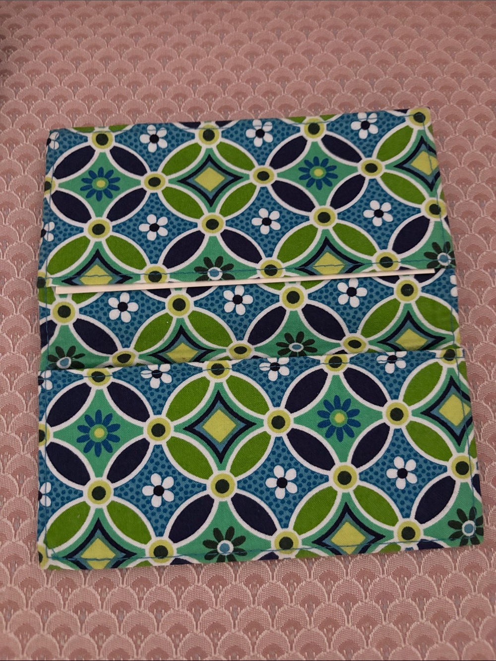 Vera Bradley Green and Navy Floral Geometric Quilted Crossbody - Picture 5 of 6
